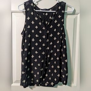Madewell women's sheer cross pattern black tank top blouse size M